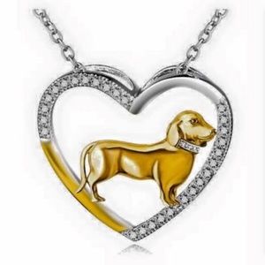 Dachshund In a Heart Necklace (New)